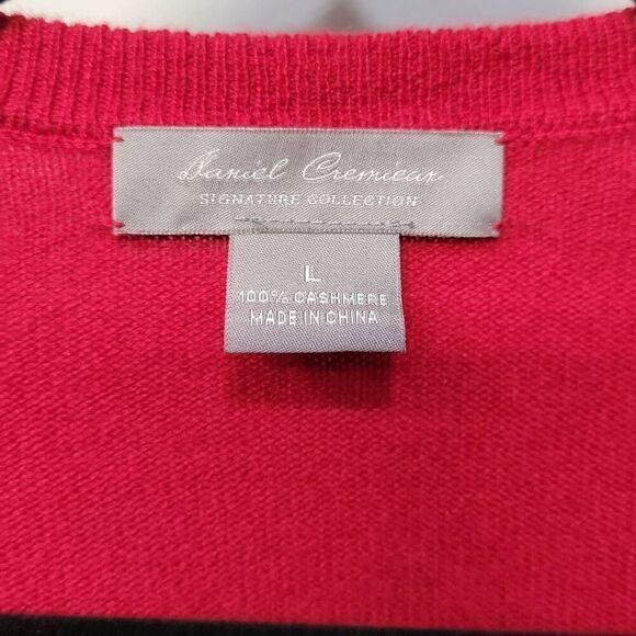 Daniel Cremieux 100% Cashmere Sweater Men Size L Red V Neck Pullover Luxury Warm - Picture 5 of 6